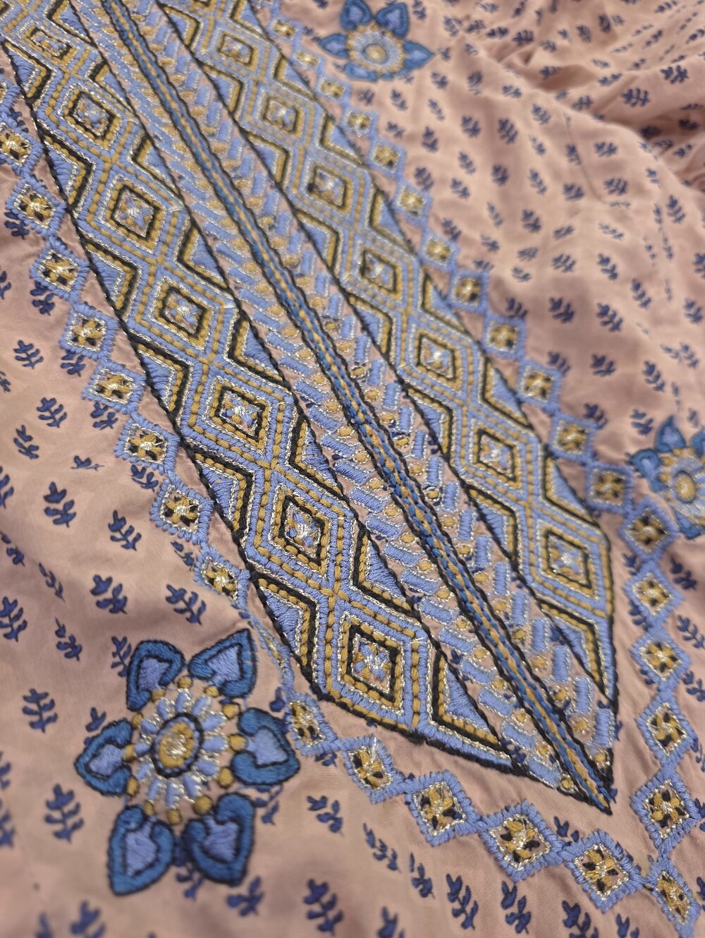 Anthropologie Embroidered Boho Peasant Dress Dusty Rose Sz M - Picture 6 of 15